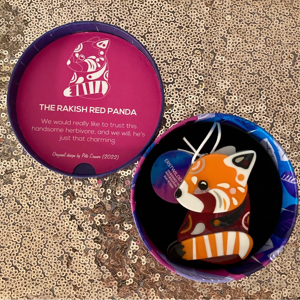 Erstwilder Rakish Red Panda Brooch - new in box